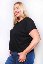 Black Plus Short Sleeve Crew Neck Crop Top
