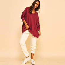 Berry V Neck Pullover Sweatshirt