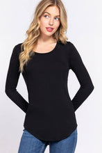 Black Long Sleeve Round Neck Rayon Spandex Jersey Top