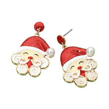 Gold Pink Whimsical Santa Claus Charm Drop Dangle Earrings