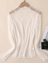 Coffee Elegant Lace Long Sleeve Top