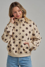 Oatmeal Coffee Polka Dot Half Zip Pullover