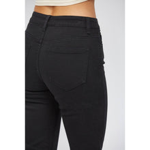 Black High Rise Crop Flare Mica Denim Jeans with Uneven Hem