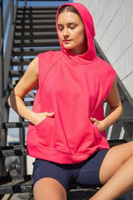 Flamingo Pink Sleeveless French Terry Oversized Hoodie