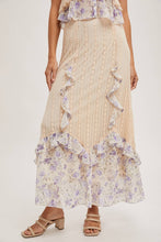Pink Combo Floral Trimmed Maxi Lace skirt