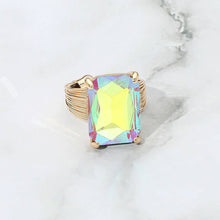 Black Emerald Cut Stone Adjustable Ring
