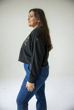 Black Purdue Starlite Sequin Cropped Longsleeve