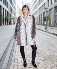 Silver Grey Longline Faux Fur Coat