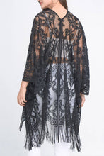 Black Elegant Lace Fringed Kimono