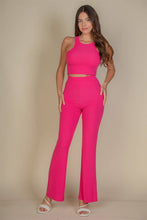 Ribbed Cropped Top and Bootcut Pants Sets: Black / M