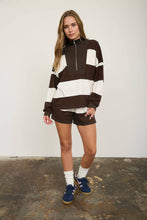 WIDE STRIPE HALF ZIP LONG SLEEVE KNIT TOP : HUNTER GREEN