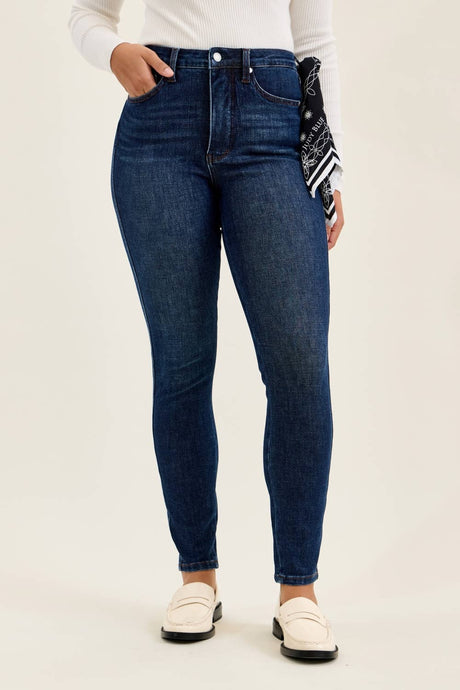 Dark High Waist TC Sienna Skinny Bandana Loop Rustic Indigo Judy Blue Jeans