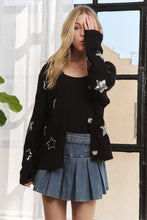 Black Button Down Sequins Cardigan