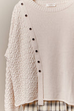 Button Trim Boat Neck Mello Sweater: Ivory
