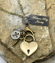 Vintage Boho Heart Locket Charm Necklace