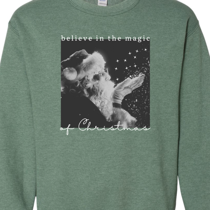 Heather Green Believe In The Magic Of Christmas Crewneck Sweatshirt