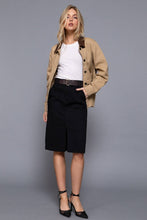 Olive Long Sleeve Corduroy Collar Detail Cotton Twill Work Jacket