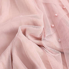 Pink Beaded Mesh Pleated Skirt