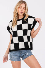 Black White Checkered Knit Sleeveless Top