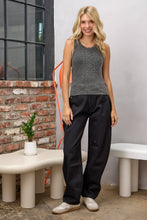 Black Ribbed Rhinestone Embellished Tank Top