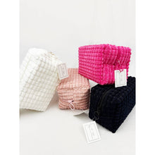 Pink Soft Puff Textured Light Weight Cosmetic Bag