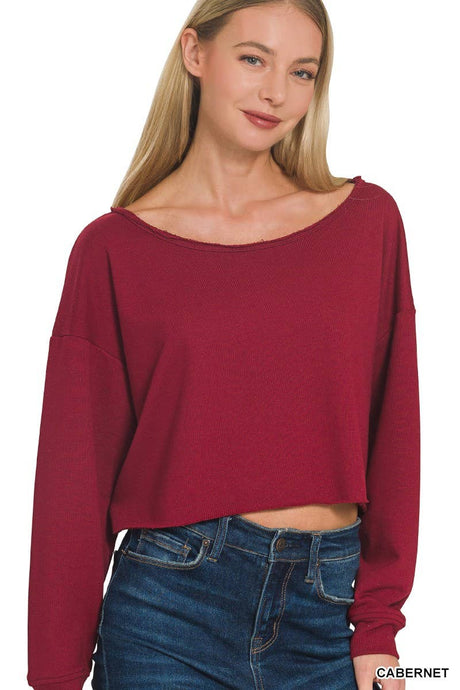 Cabernet French Terry Boatneck Crop Top