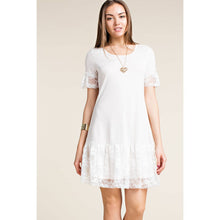 Cream Short Sleeve Dress with Lace Details