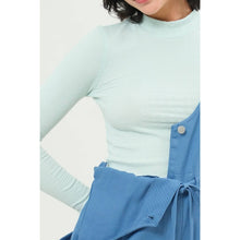 Mint Textured High-Neck Fitted Top