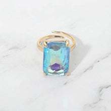 Rose Bold Emerald Cut Stone Cluster Accent Adjustable Ring