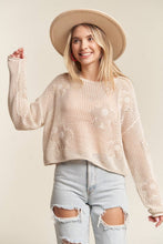 Oatmeal Lightweight Floral Sweater