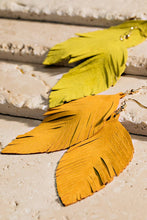 Light Grey Genuine Leather Leaf Earrings