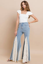 Light Denim Lace Detail Wide Leg Jeans