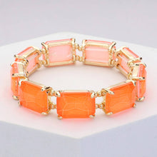 Multi Emerald Cut Stone Stretch Evening Bracelet
