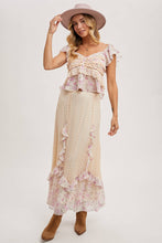 Pink Combo Floral Trimmed Maxi Lace skirt