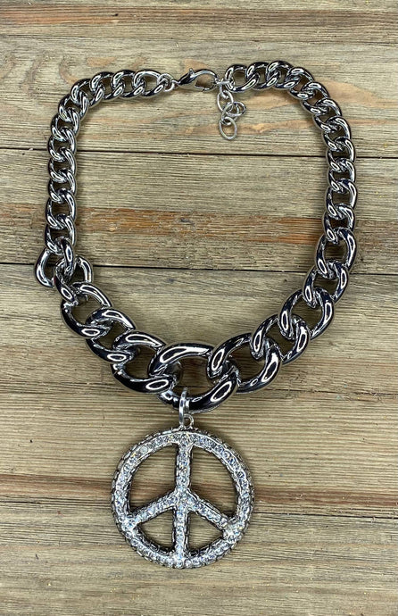 Necklace Chunky Silver Peace