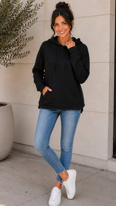 Black Classic Drawstring Hoodie