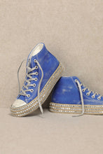 MX-CHANTEL - Studded High Top Sneakers: Blue / Standard / 6(1)-6.5(1)-7(1)-7.5(2)-8(2)-8.5(2)-9(2)-10(1)