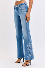 Low Rise Western Relaxed Flare Cello Jeans with Frayed Patch