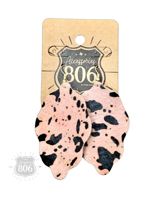 Spotted leather petal earring: Pink