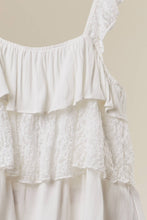 Off White Lace Tiered Crop Mello Top with Lace Straps