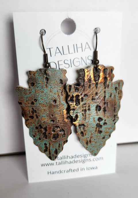 Copper Wildwood Leather Boho Western Arrowhead Earrings