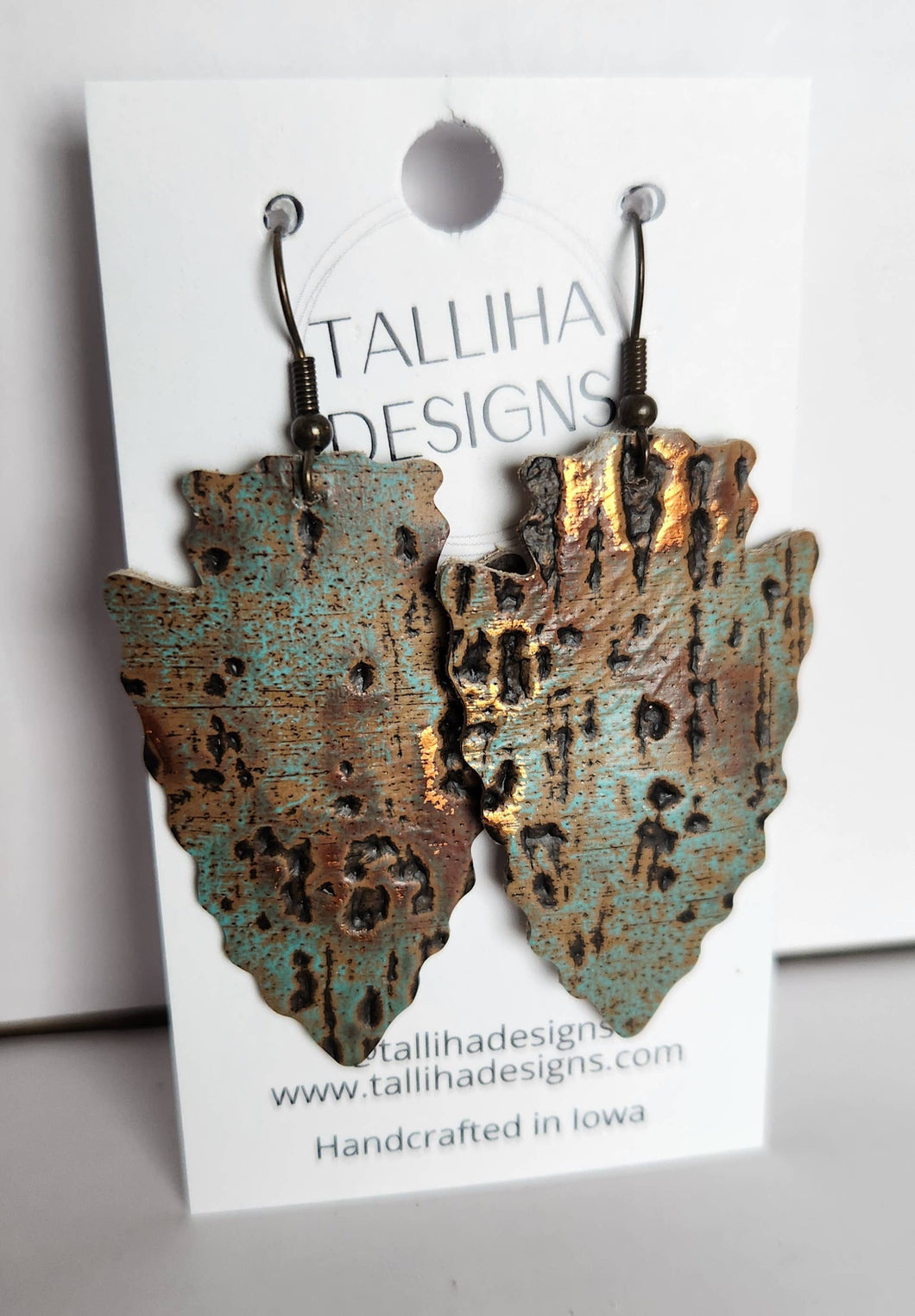 Copper Wildwood Leather Boho Western Arrowhead Earrings