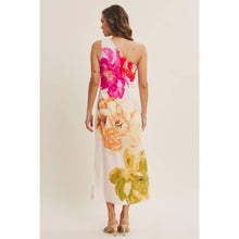 Cream Multi One Shoulder Floral Midi Dress