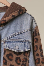 Cheetah Denim Vest with Animal Print Sleeves and Hoodie