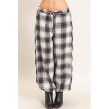 Black Plaid Drawstring Jogger Pants