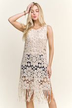 Beige Sleeveless Crochet Cover-Up Tunic