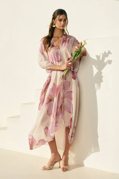 Laelia Orchid Bloomlight V Neck Kaftan Dress