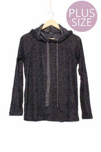 Black Long Sleeve Ribbed Hoodie Pullover Sweater