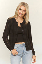 BUTTON-FRONT KNIT TOP WITH LONG SLEEVES - CET4092: BLACK / S-M-L(2-2-2)