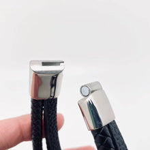 Stainless Steel Cross Leather Triple Layer Bracelet